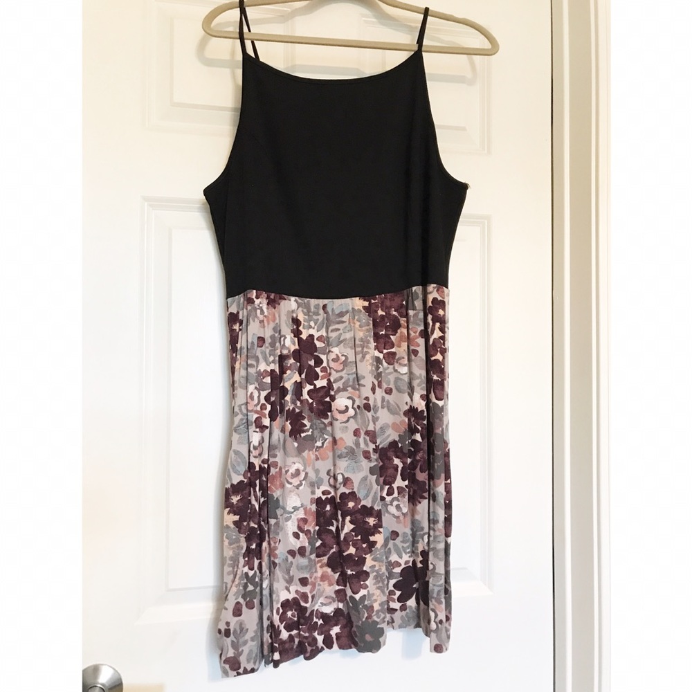 LOFT Sundress black top & floral skirt