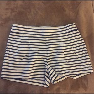 JCrew Navy Striped Pleated Shorts