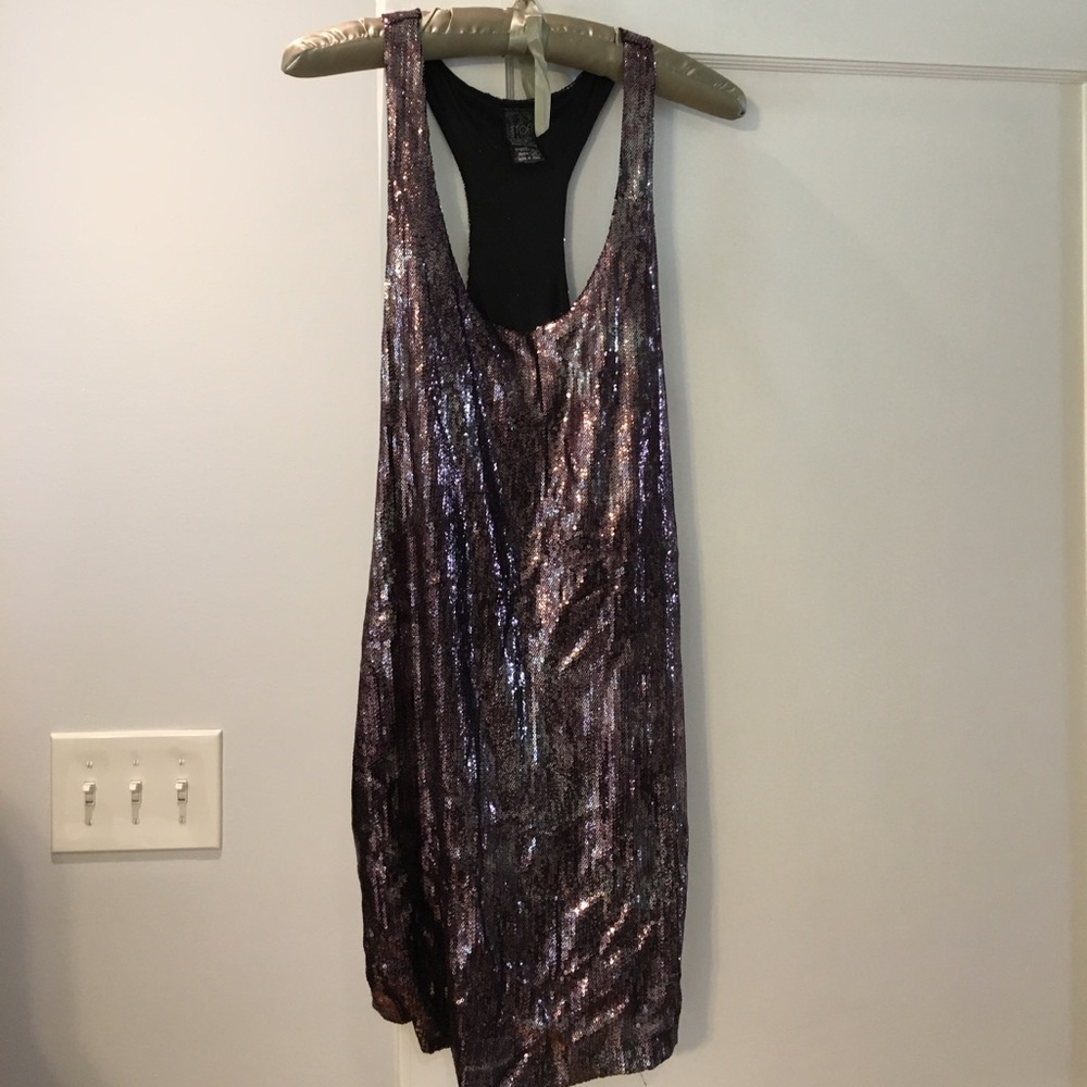 Zara sequined racer back long tank top medium