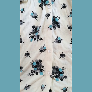Hurley Tops - Cream & Blue Floral Button Up Shirt Hurley Tops - Cream & Blue Floral Button Up Shirt