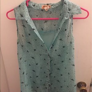 (3/$15)Light blue bird tank top