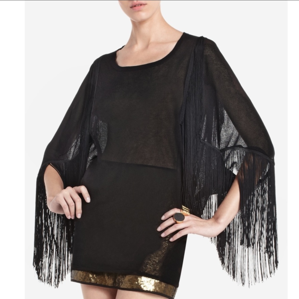 BCBG maxazria Jovanna Fringe Top