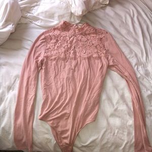 Lace zip up bodysuit