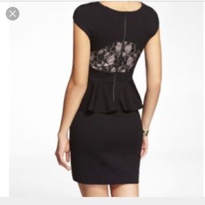 Express Black Peplum Dress with Lace Back