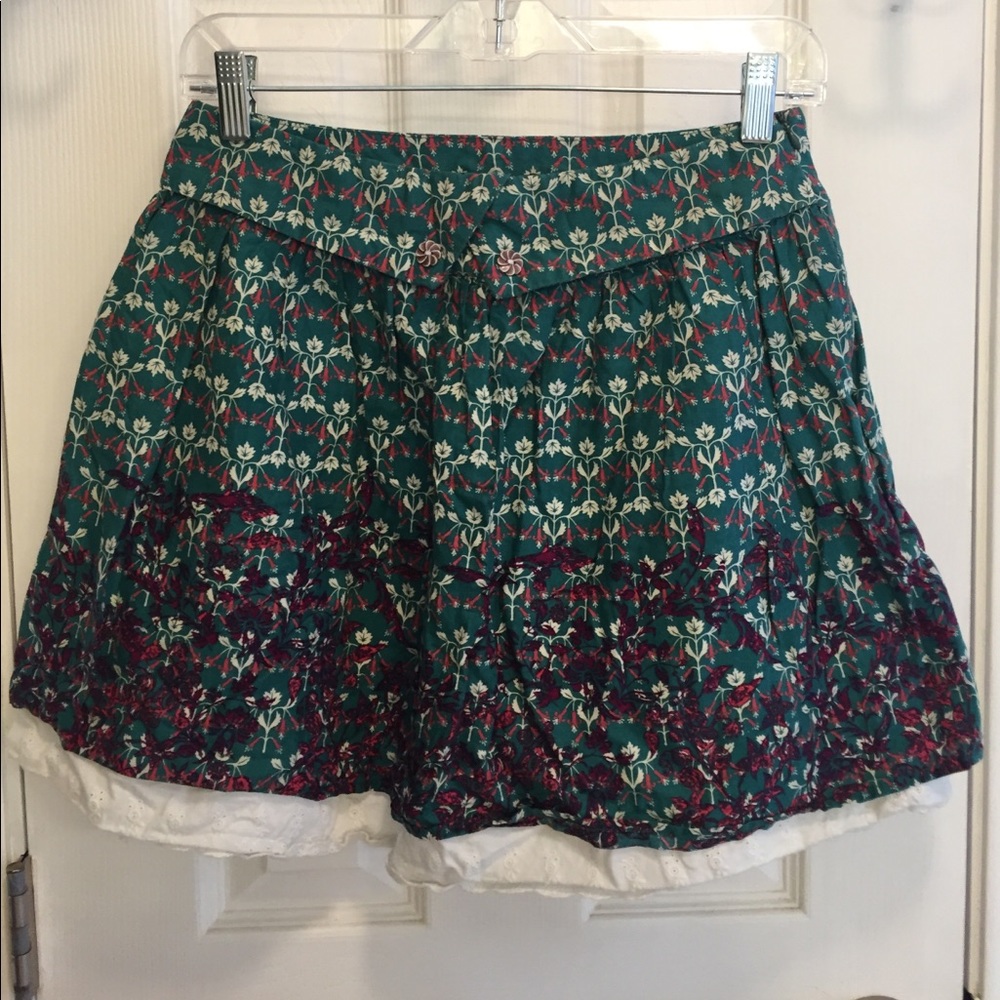 Floral Skirt with Lace Trim