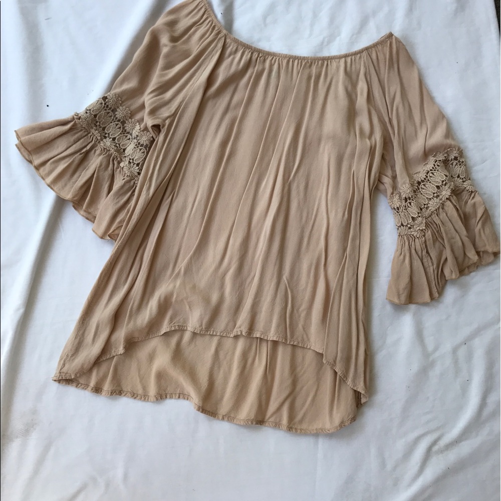 Beige flow top with bell sleeves, size Medium