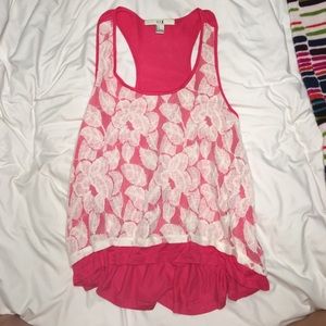 Lace floral flowy tank top