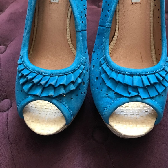 Brand New 4" Turquoise Blue Wedges - Picture 4 of 4