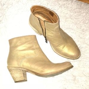 All Saints Size 38, Gold boots with wooden heels