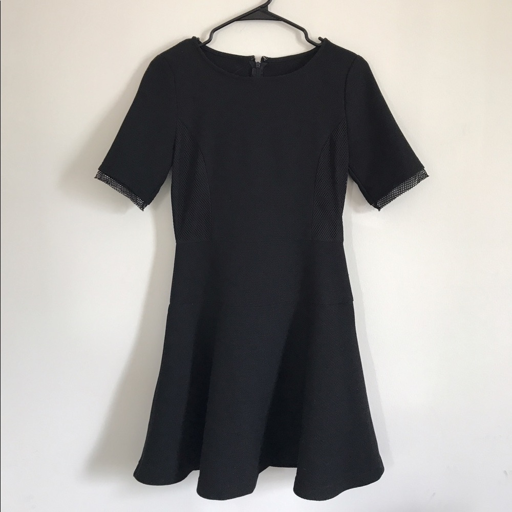 Black skater dress with mesh detail