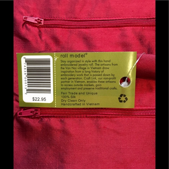 "World of Good" Embroidered Silk Jewelry Roll - Picture 5 of 5