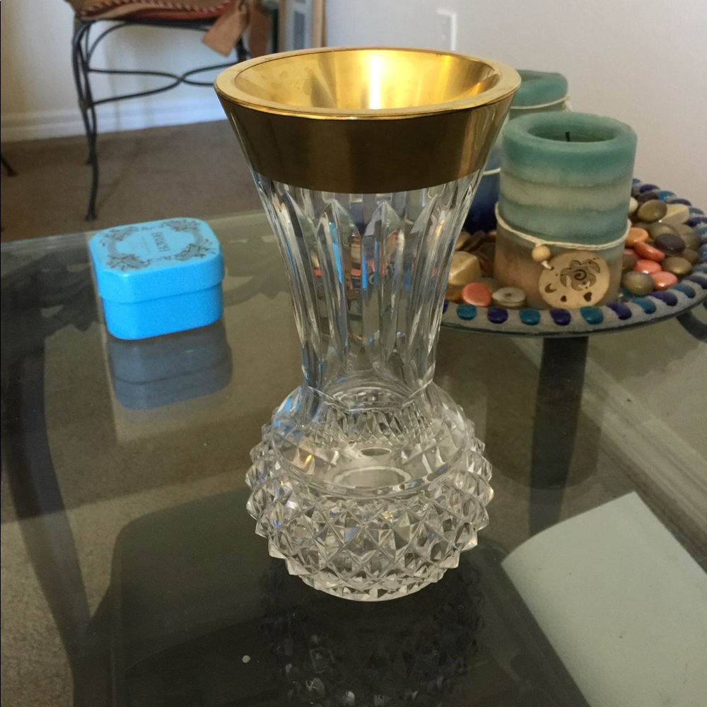Crystal antique within gold accent small vase
