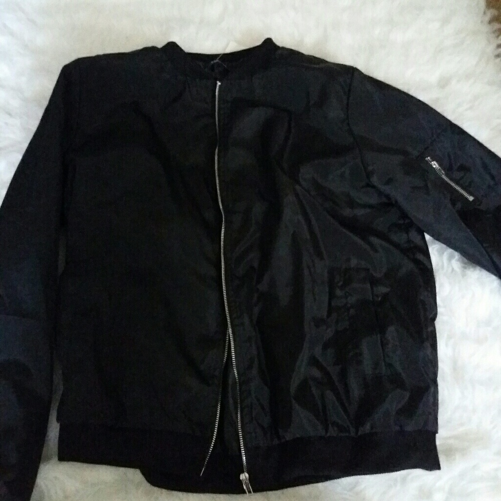 New Black Lightweight Bomber Jacket