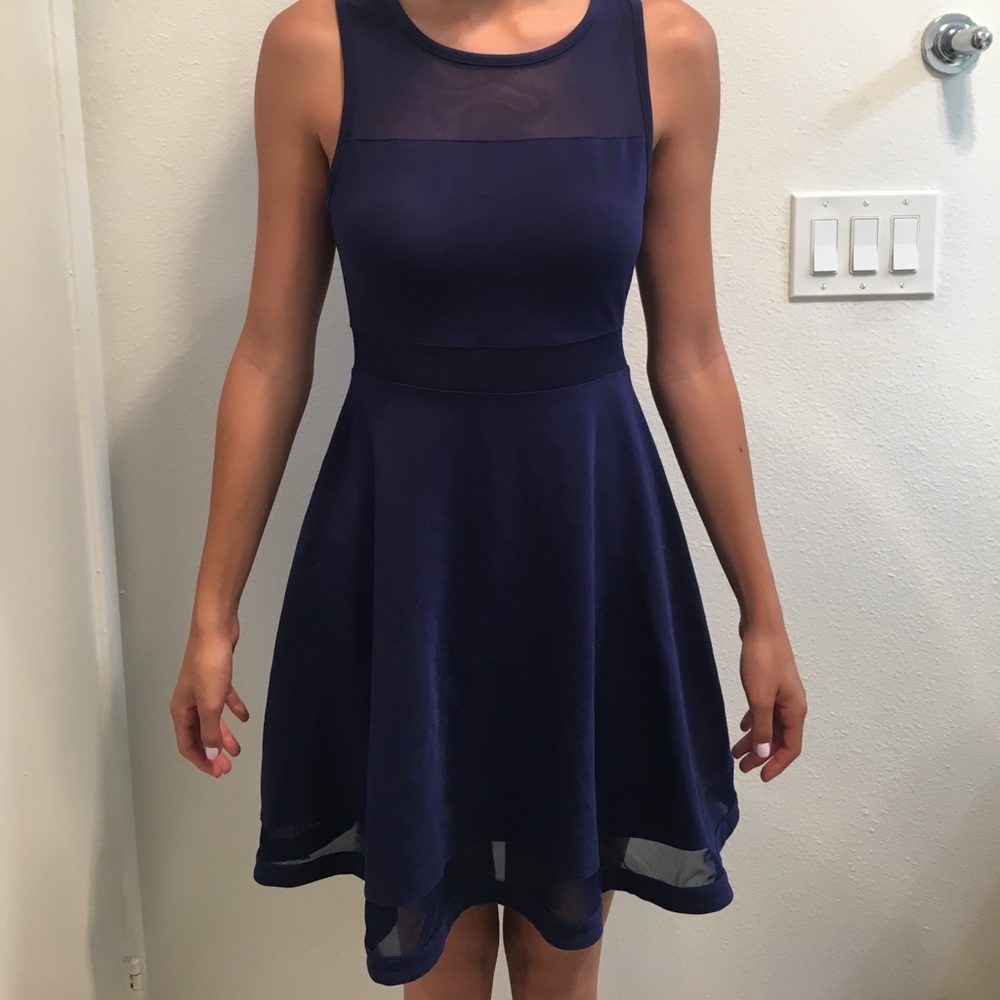 👗Mesh Navy Blue Dress👗