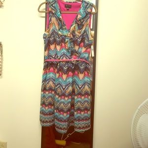 Multicolored v-neck dress from AB studio, size XL