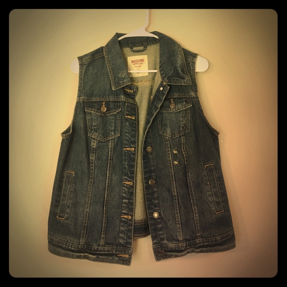 BOHO SLEEVELESS JEAN JACKET, XL, NWOT
