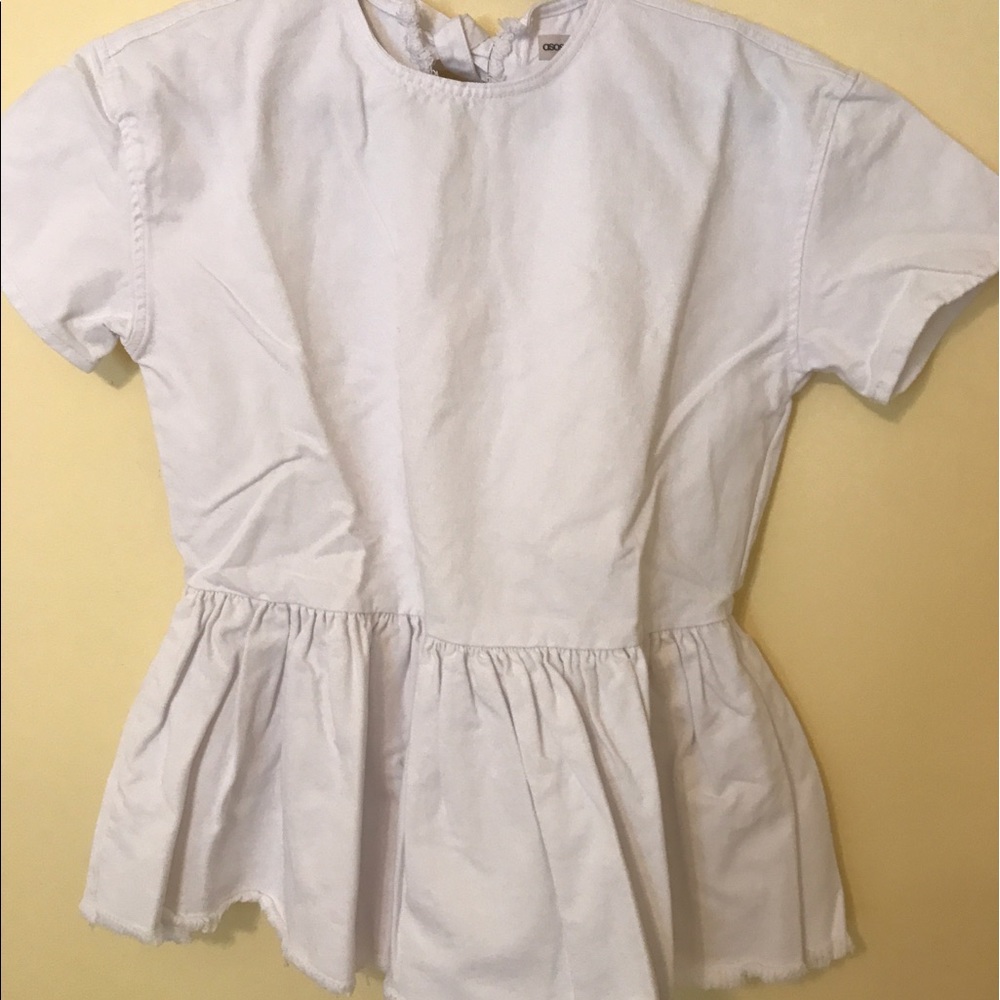 Open Tie-back Top white denim