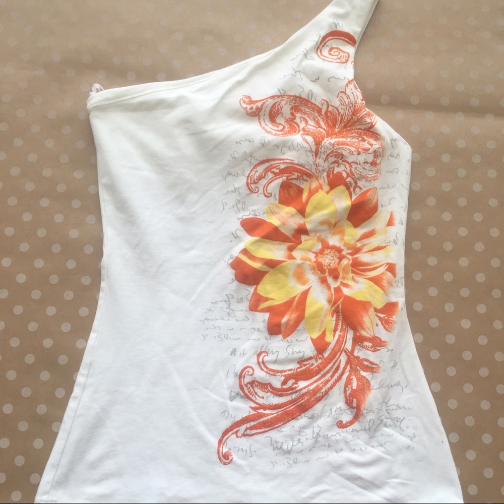 NWOT Express White One Shoulder Top Tank XS