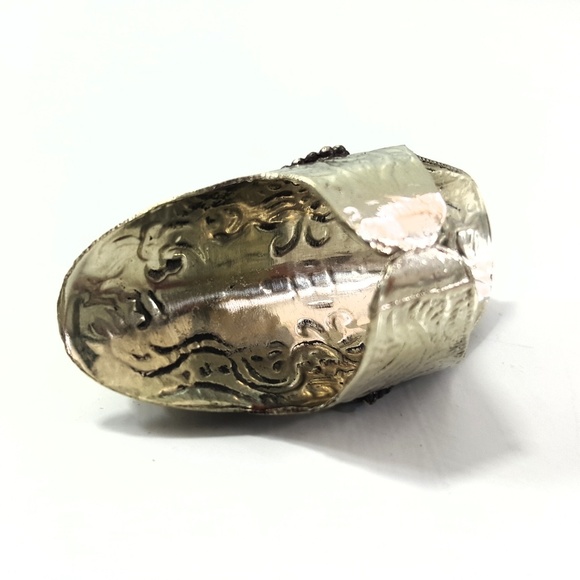 Imported Double Black Onyx Silver Adjustable Ring - Picture 3 of 5