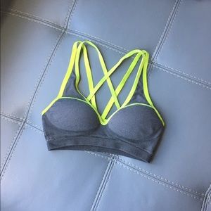 PINK Cute neon yellow sport bra
