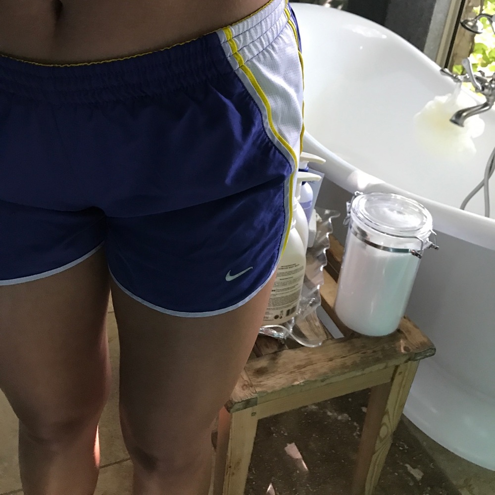 blue and yellow nike shorts!!