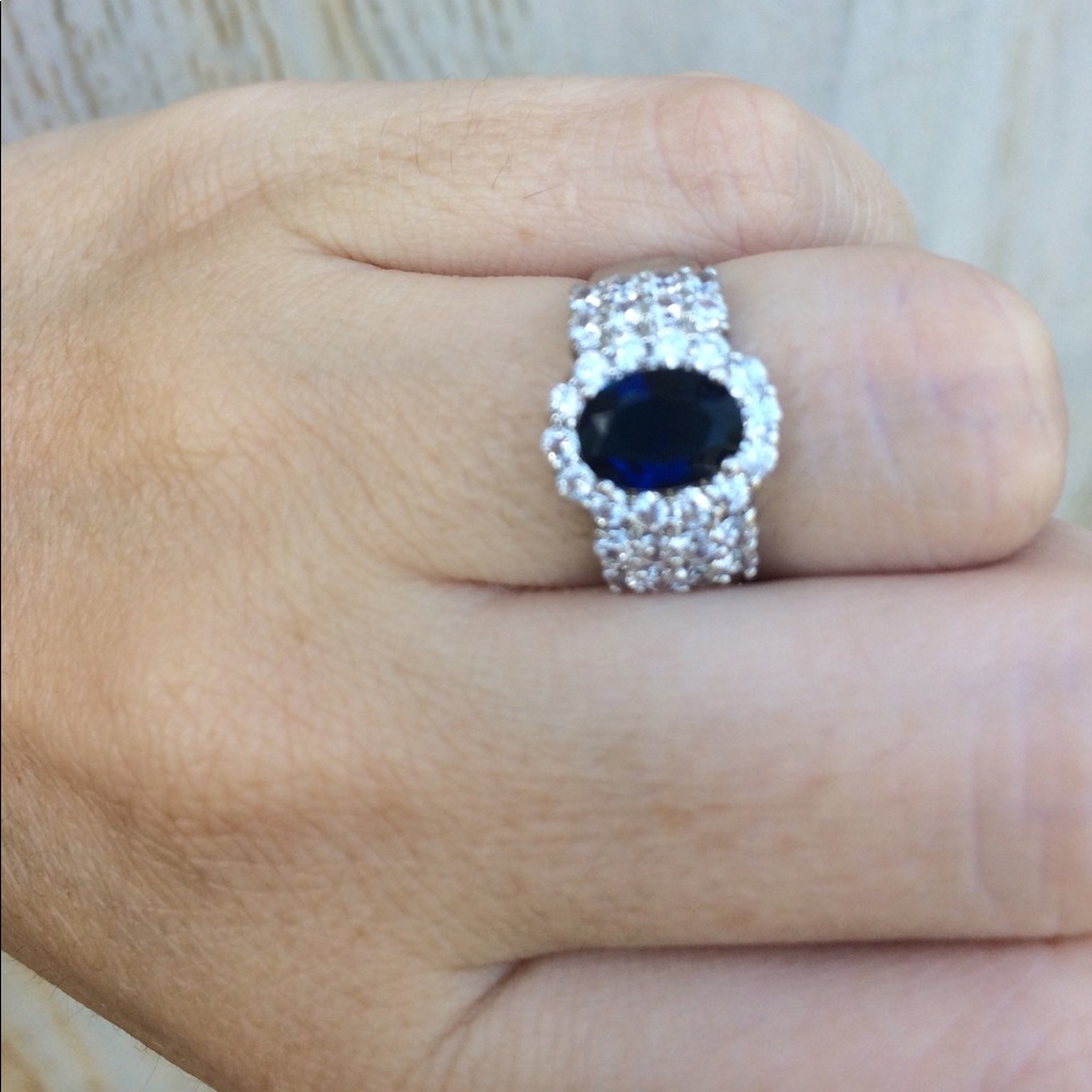 Blue stone Swarovski ring