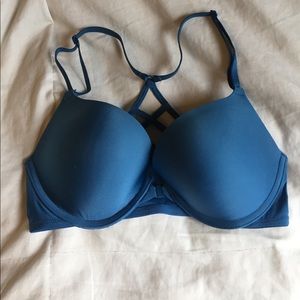 Blue Victoria's Secret front-snap Racerback Bra
