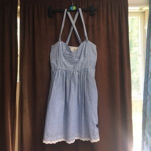 Blue & White Striped Dress w/ Pockets