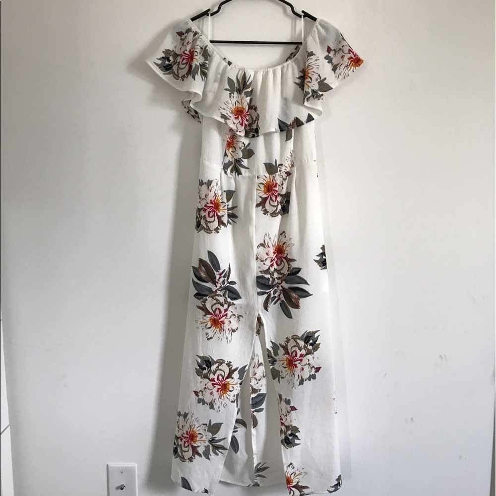 White off the shoulder floral dress
