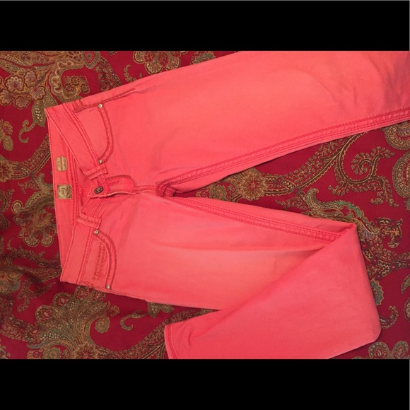 Cute coral jeans with a sparkle! - Picture 2 of 3