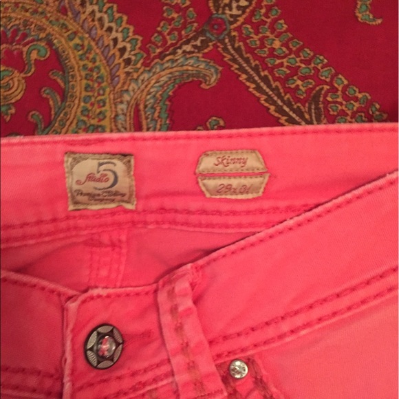 Cute coral jeans with a sparkle! - Picture 3 of 3