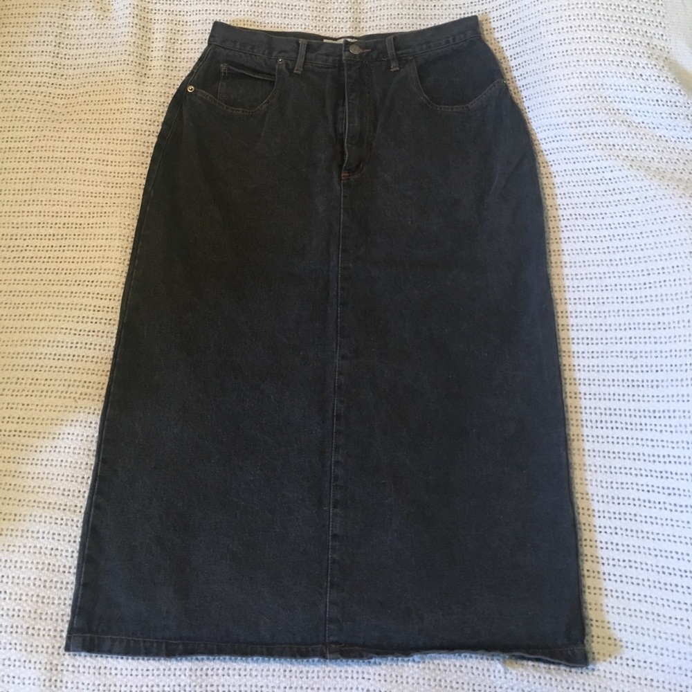 VINTAGE Lerner long denim high waisted skirt