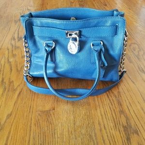Michael Kors blue leather small Hamilton