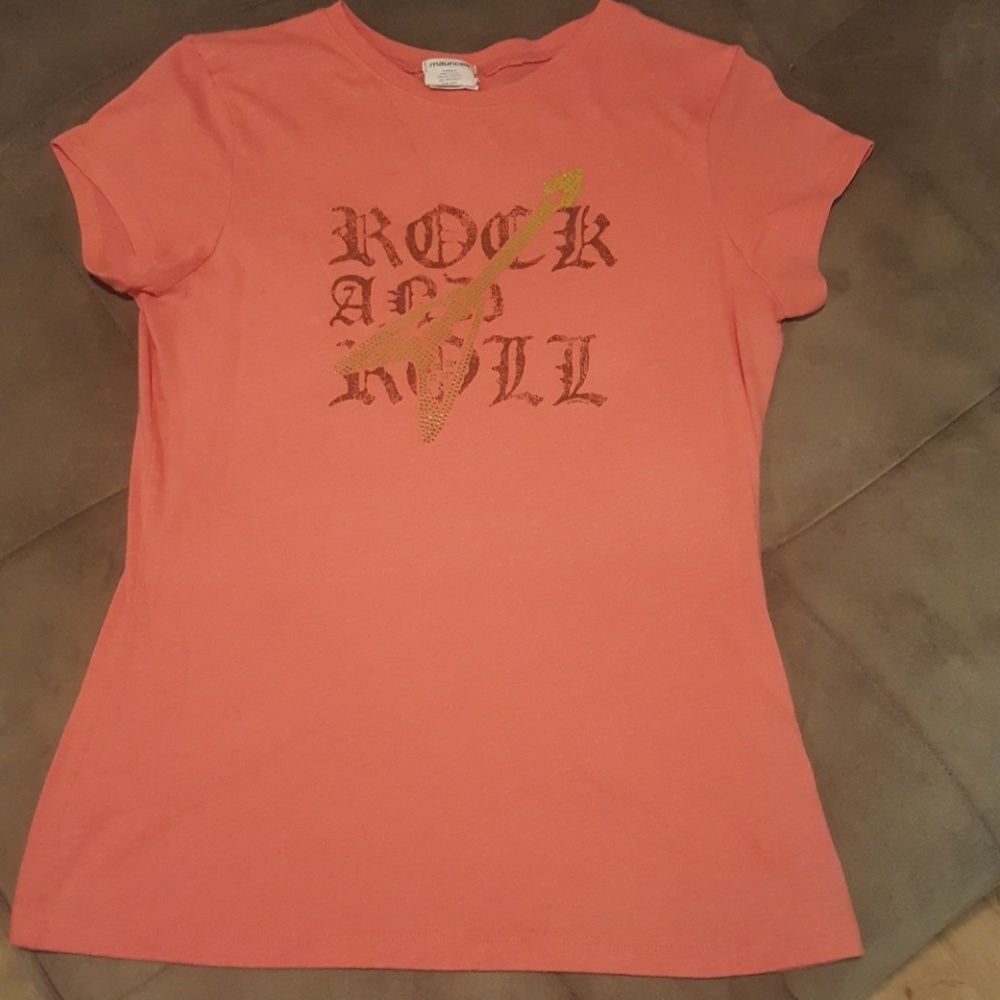 Rock and Roll T-shirt Coral and Gold