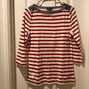 Ralph Lauren red and cream striped blouse
