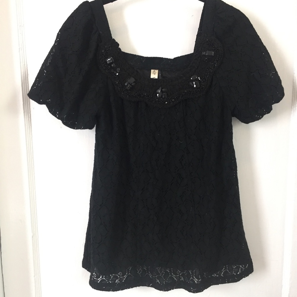Black lace top with beading