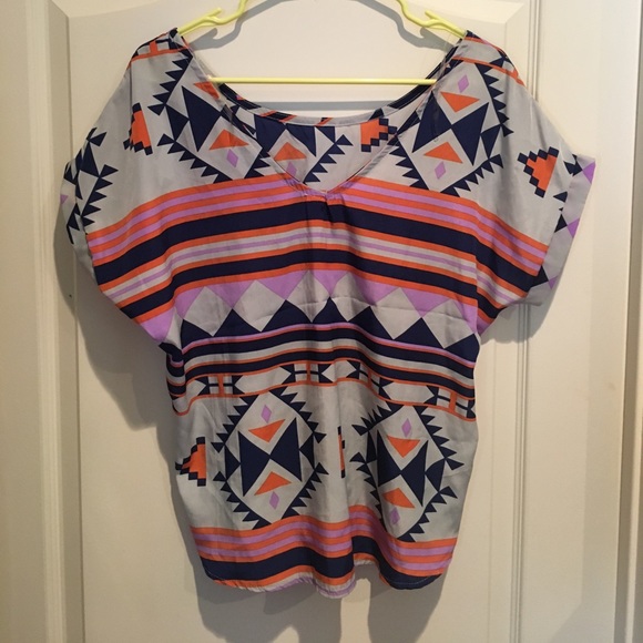 Colorful Summer Aztec Blouse by Buttons - Picture 2 of 3