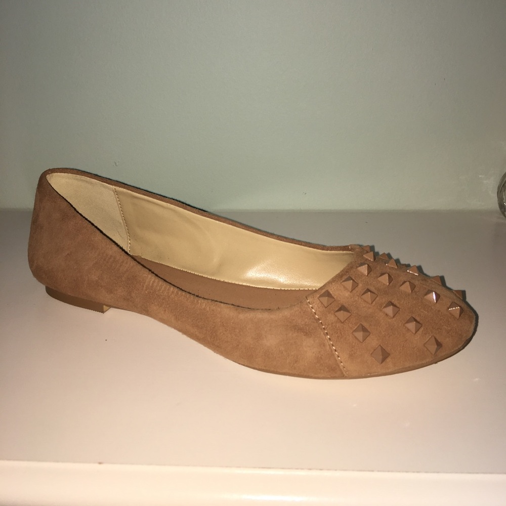 Faux suede studded flats.