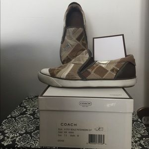 COACH SLIP ON SNEAKERS!! BROWN, TAN AND GOLD!!!!