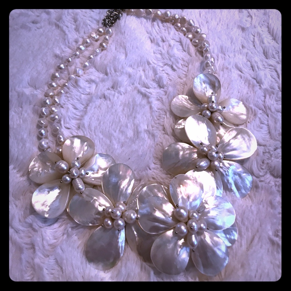Pearl Flower Statement Necklace