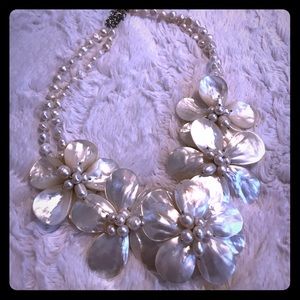 Pearl Flower Statement Necklace