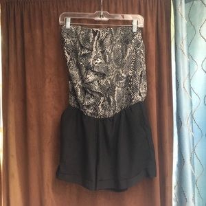 Snake skin print strapless romper