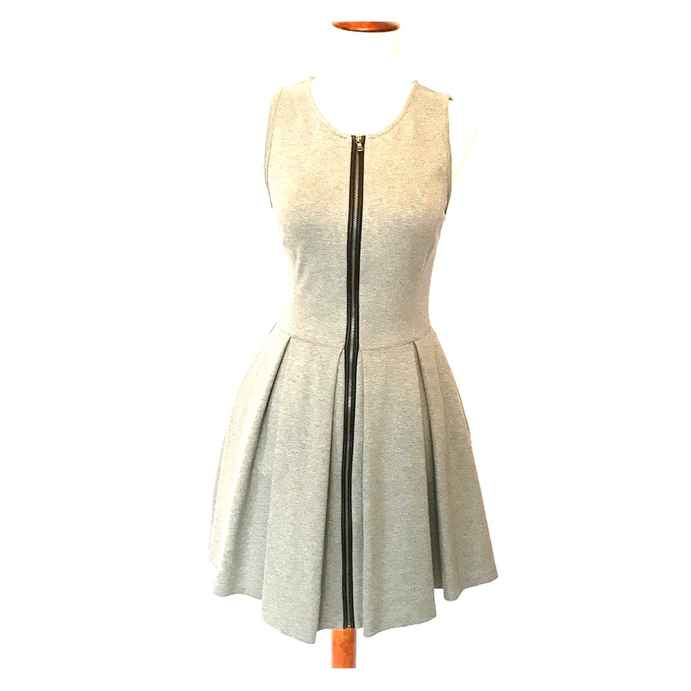 Club Monaco leather zip fit & flare dress