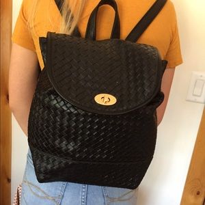 Brandy Melville black leather backpack