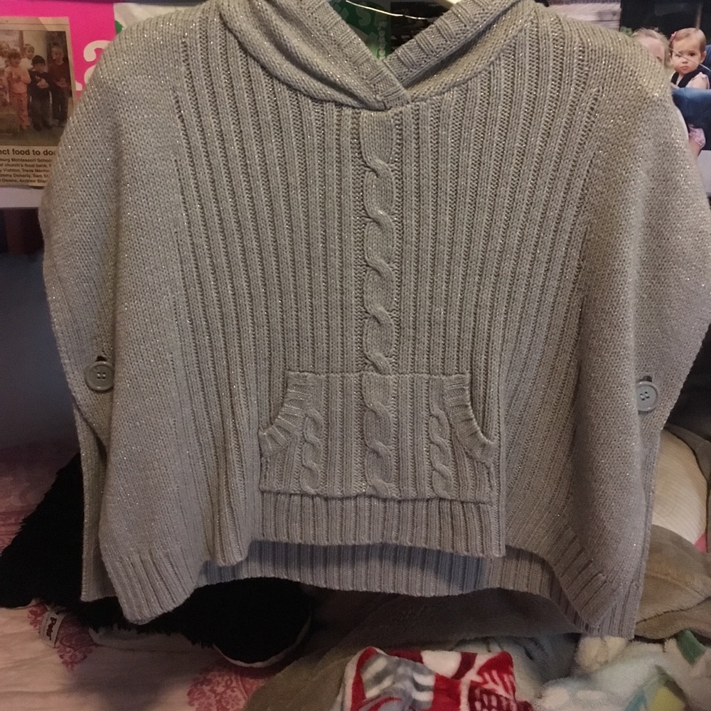 Grey knit poncho sweater