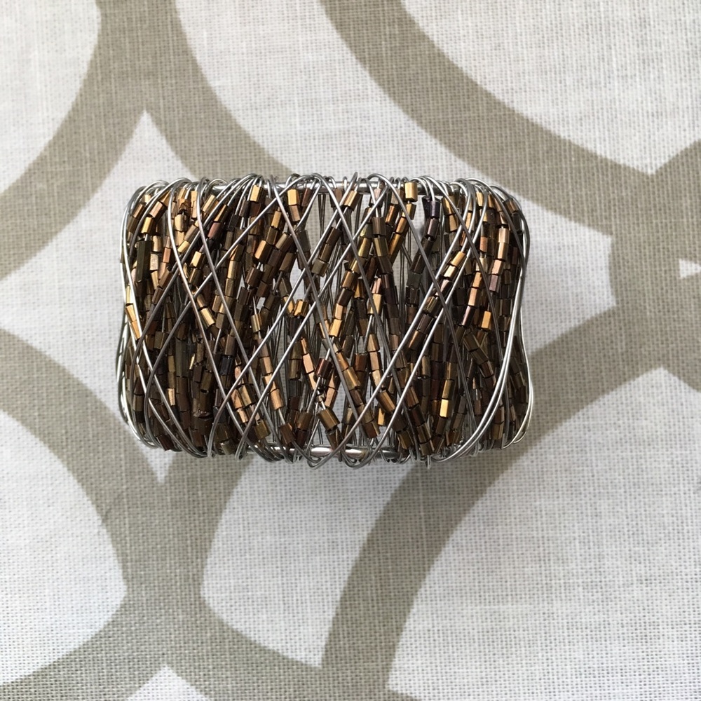 Brown gold and silver cuff bracelet
