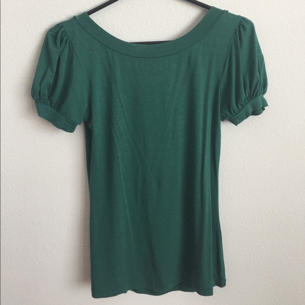 Emerald green capped sleeve blouse