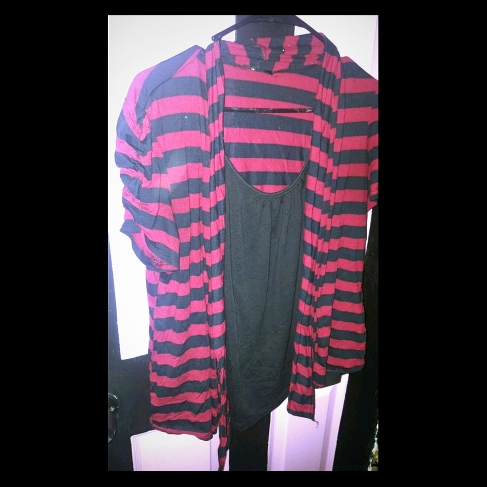 Striped short sleeve blouse