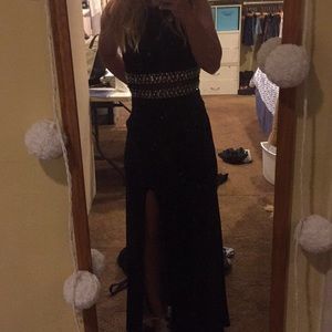 Beaded Cutaway Jersey Dress With Beading