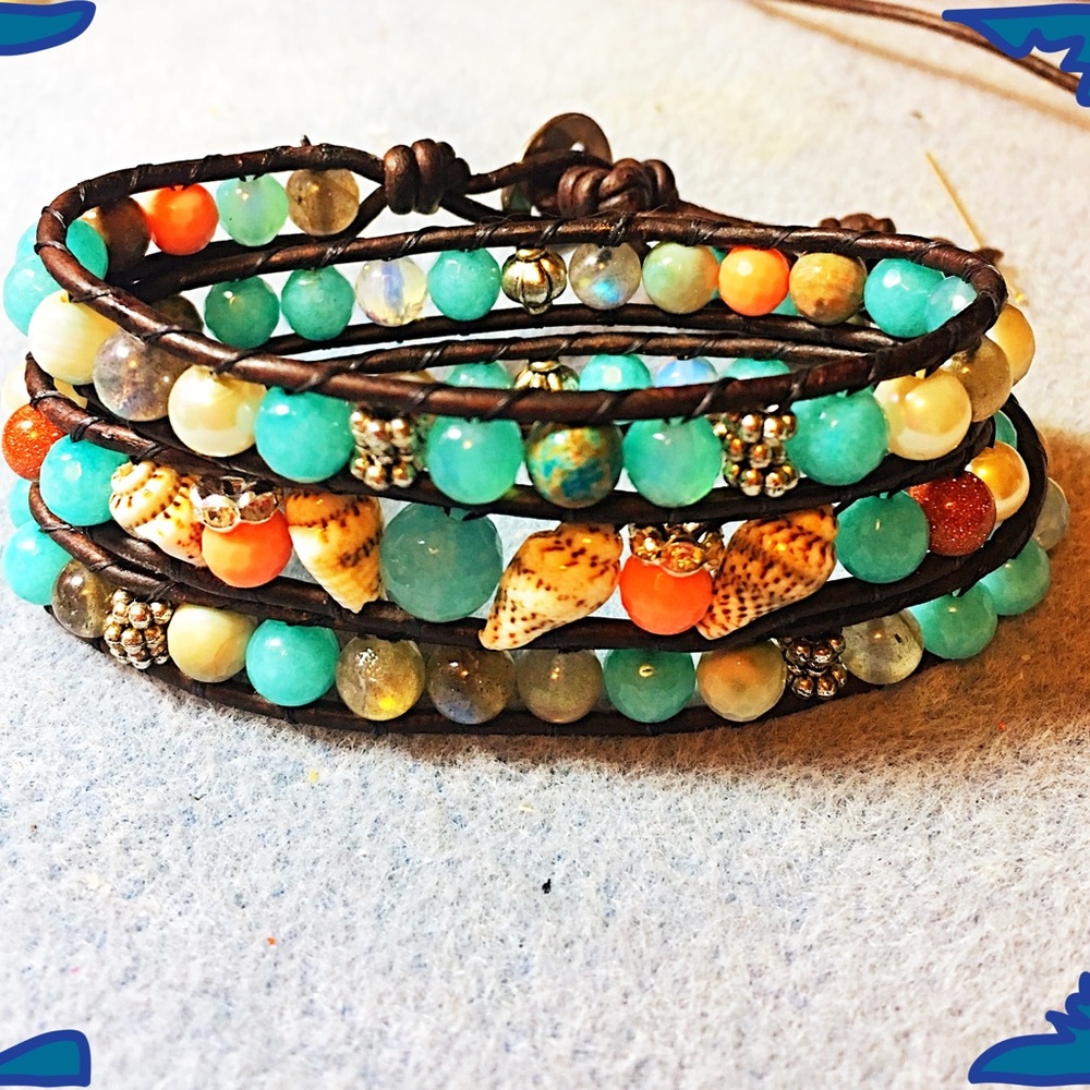 Leather Bracelet Ocean Hues